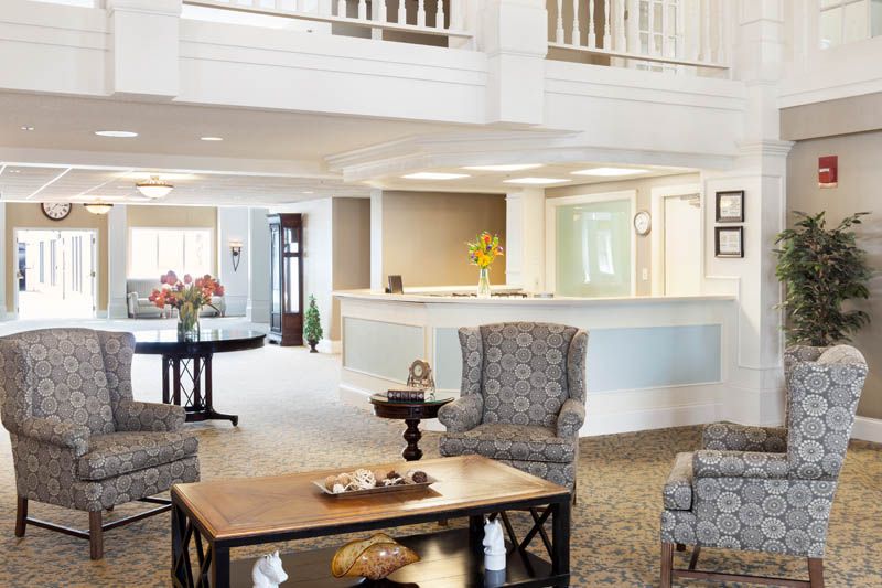Senior living community interior with modern furniture and decor at The Fountains At Crystal Lake.
