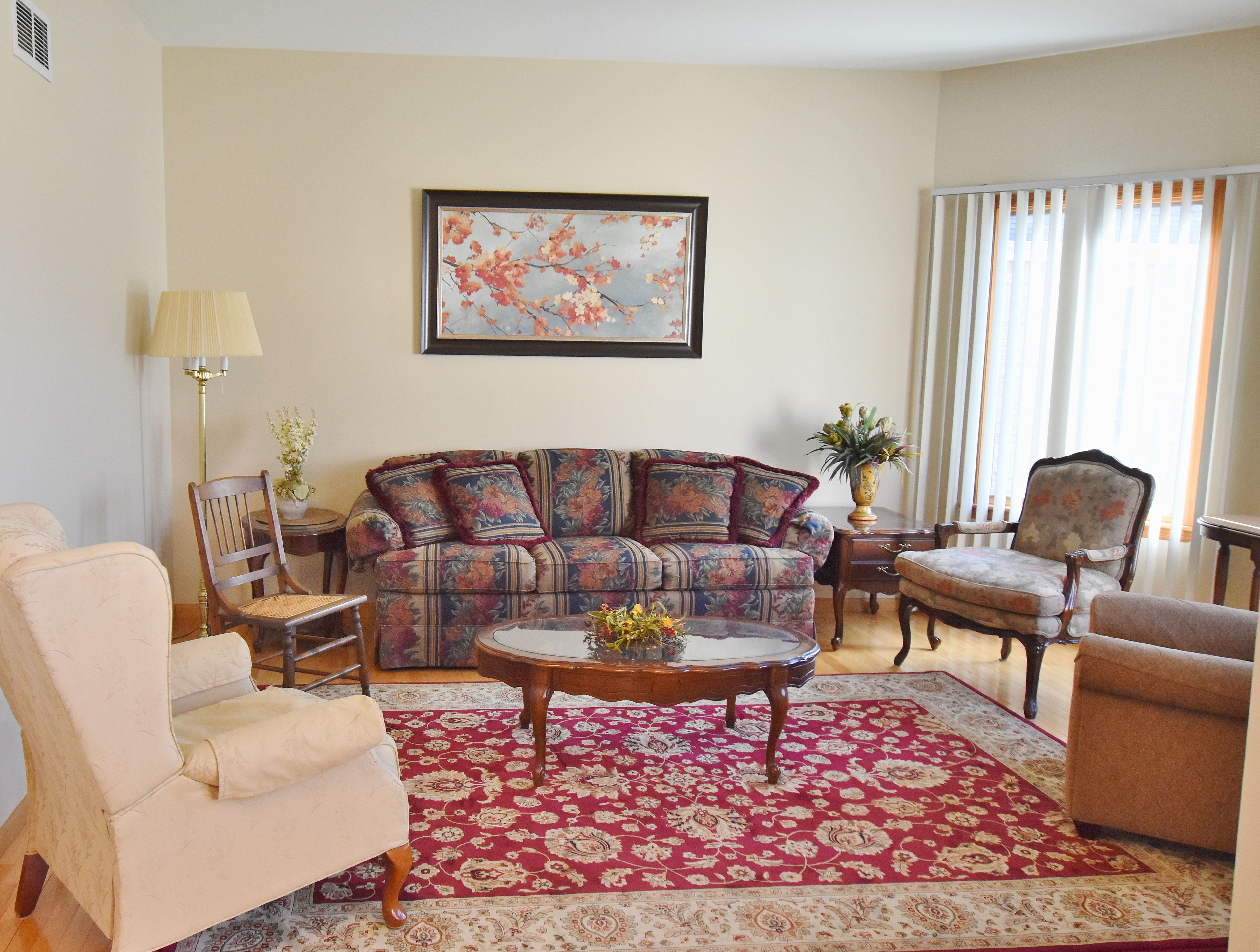 Interior view of Willow Crossing Senior Living featuring modern architecture, cozy furniture, and tasteful decor.