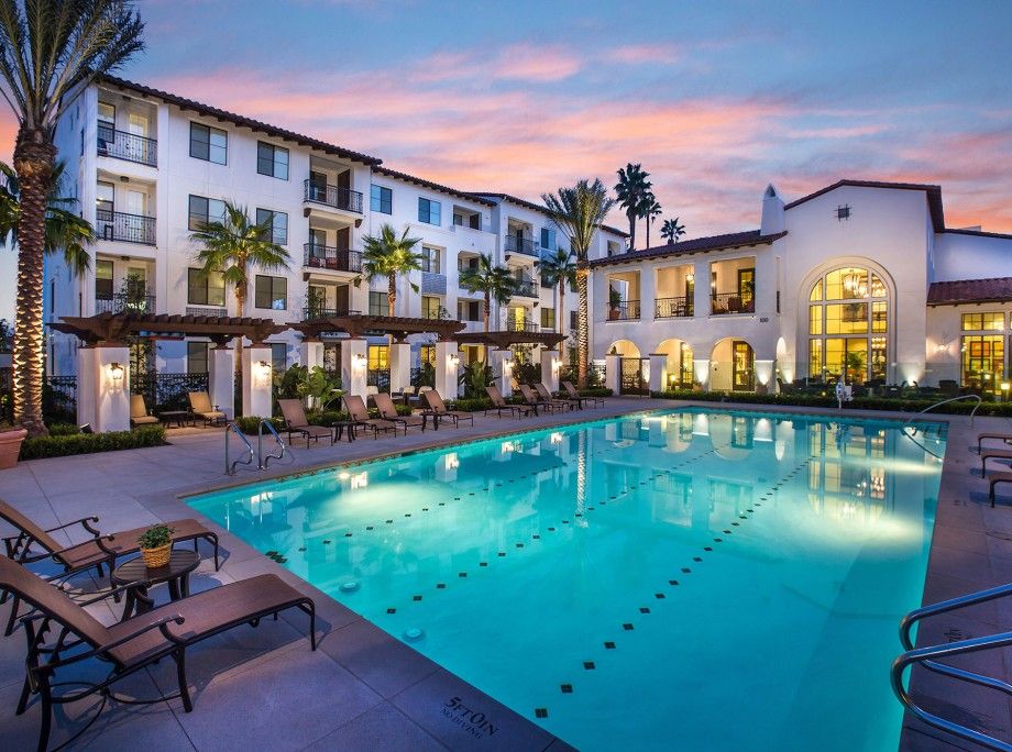Senior living community, Azulon At Mesa Verde, featuring resort-style architecture, pool, and outdoor space.