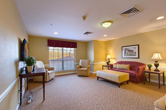 Interior view of Brookdale Reno senior living community featuring modern decor and amenities.
