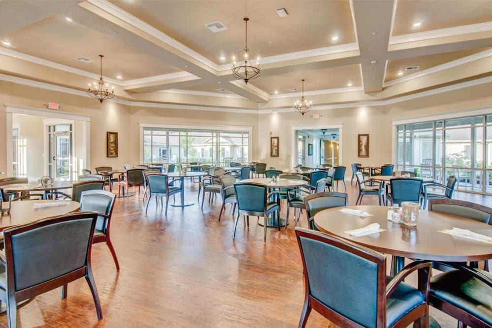 Interior view of Village on the Park Bentonville senior living community featuring dining area.
