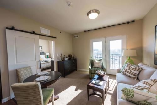 Interior view of Heartis Peoria senior living community featuring modern architecture and decor.