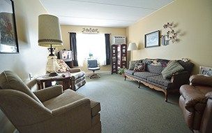 Interior view of Bell Tower Retirement community featuring modern home decor and furniture.