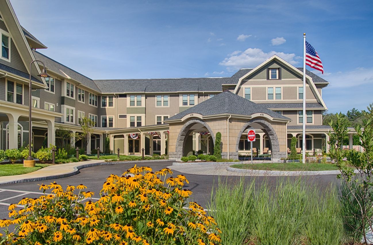 Senior living community, The Residence At Five Corners, featuring suburban architecture.