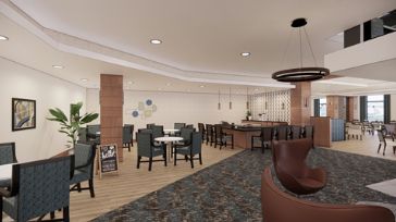 Interior view of Westmont of Culver City senior living community featuring elegant architecture and decor.